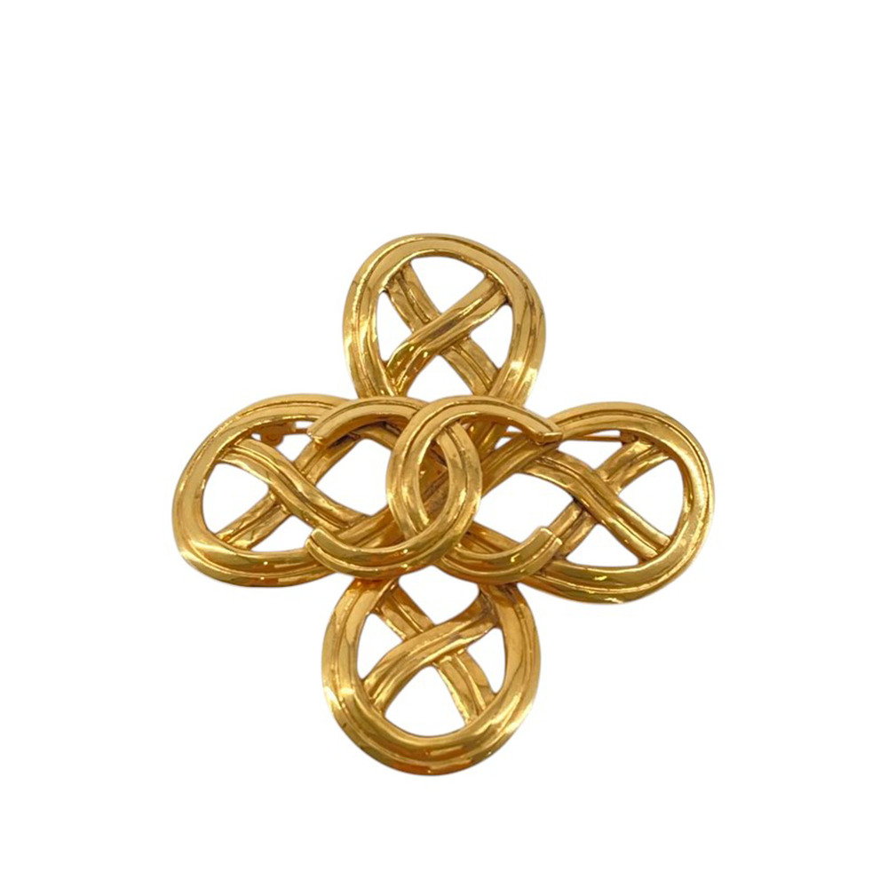 Pre-Loved Chanel CC Gold Plated Infinity Brooch